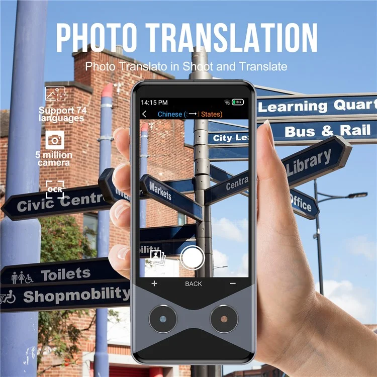 Многоязычный AI-переводчик V9000 4G WiFi с автономным переводом фотографий на 137 языков
