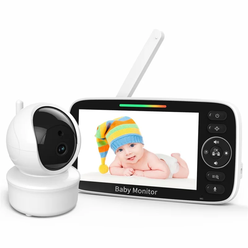SM530A Monitor de bebé sem fio de 5 polegadas 300m Áudio bidirecional Visão noturna Zoom digital 4x Câmera de babá - Plugue da UE