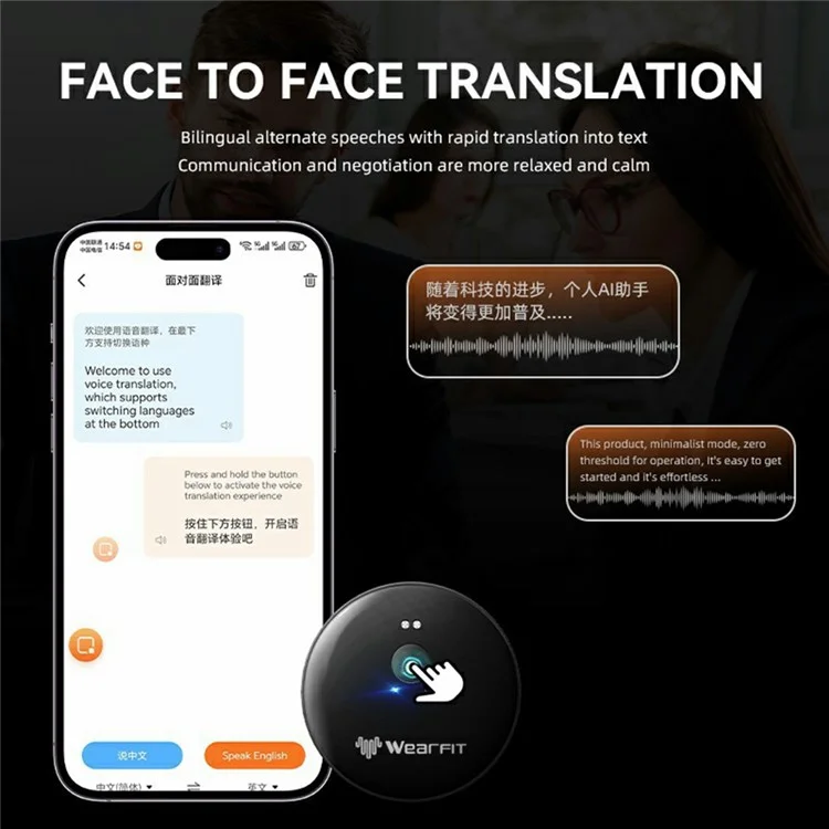Ai102 Voice Translator Device Real Time Language Translation Smart Instant Scan Translator - White