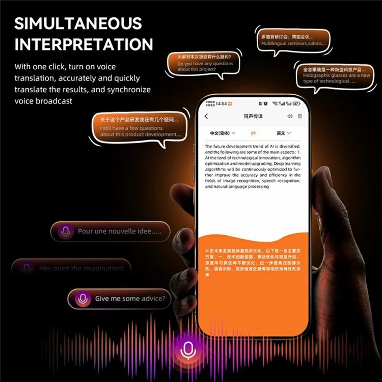 Ai102 Voice Translator Device Real Time Language Translation Smart Instant Scan Translator - White