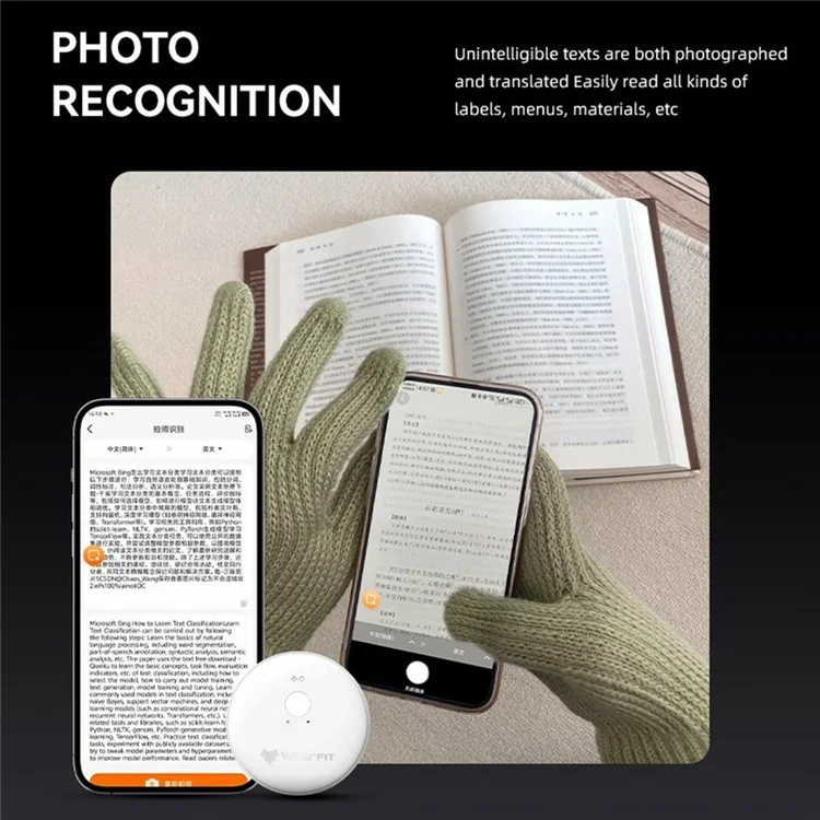 Ai102 Voice Translator Device Real Time Language Translation Smart Instant Scan Translator - White