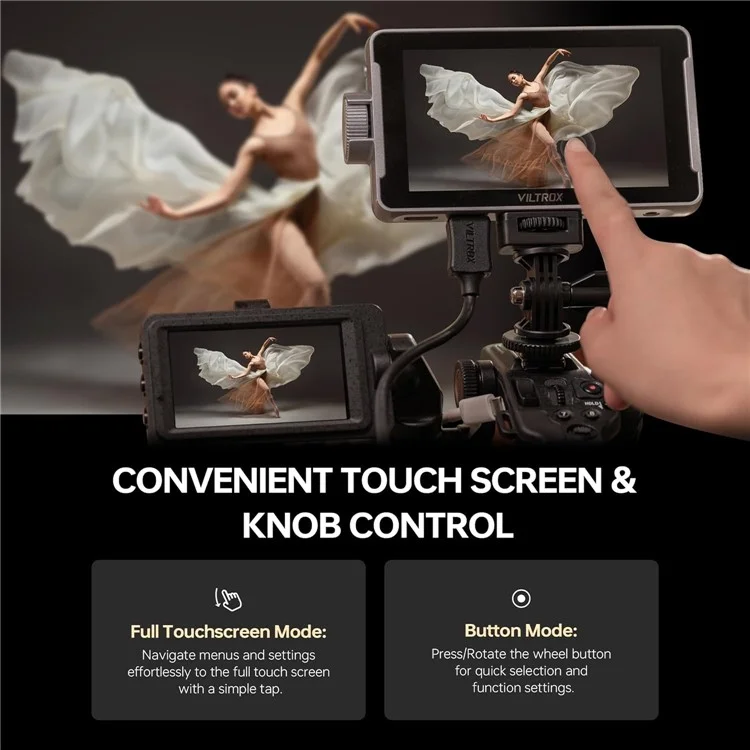VILTROX DC-V1 Camera Field Monitor 5.5 Inch Touchscreen 400 Nits Wide Angle 3D LUT Waveform DSLR Camera Monitor