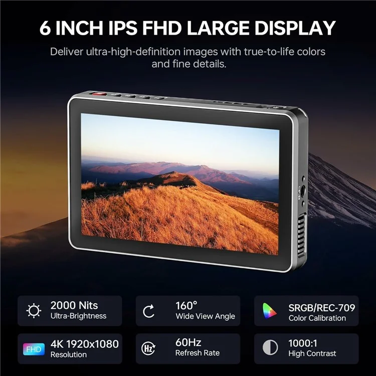 VILTROX DC-X3 DSLR-Kamera 6-Zoll-IPS-Touchscreen-Monitor 1920x1080 Full-HD 2000 Nits 3D-LUT-Display