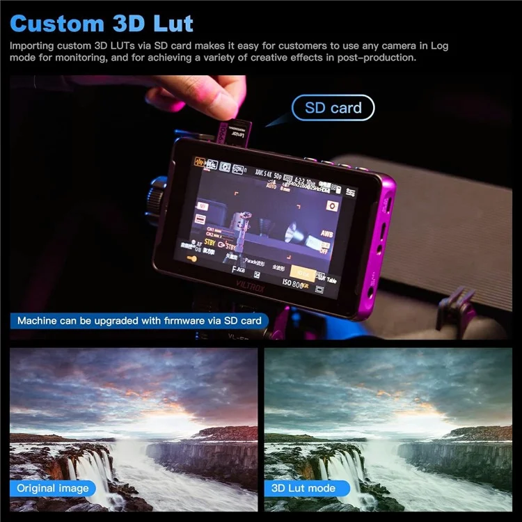 Moniteur de terrain VILTROX DC-550 de 5,5 pouces pour caméra, HDR 4K, LUT 3D, entrée/sortie HD