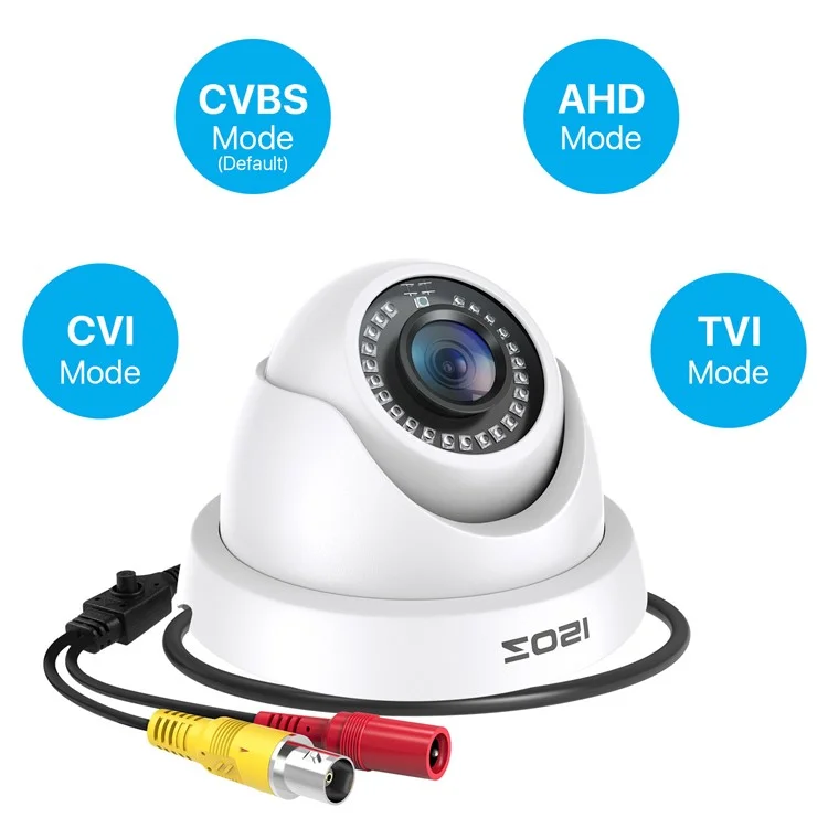 ZOSI 2MP 1920TVL Hybride 4 en 1 TVI CVI AHD CVBS Caméra de sécurité 1080P HD Vision Nocturne Caméra de Surveillance - Blanc / Prise US