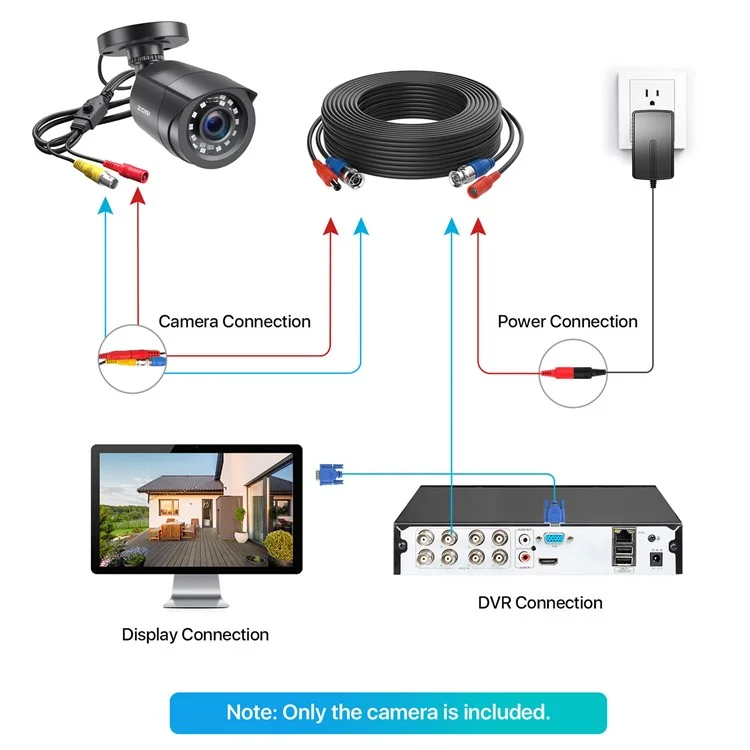 ZOSI 2MP 1080P Night Vision Security Camera 4 In 1 TVI / CVI / AHD / CVBS Surveillance Bullet Camera - Black / EU Plug