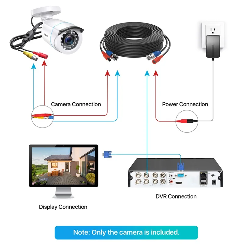 ZOSI 2MP 1080P Night Vision Security Camera 4 In 1 TVI / CVI / AHD / CVBS Surveillance Bullet Camera - White / EU Plug