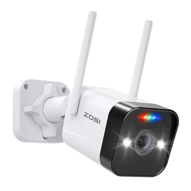 ZOSI WiFi Outdoor Security Camera 4MP Plug In Cam with Spotlight Sound Alarm Color Night Vision 2 Way Audio - EU Plug