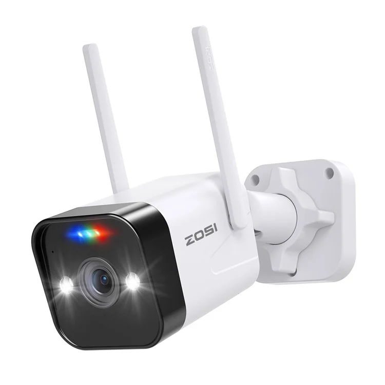 ZOSI WiFi Outdoor Security Camera 4MP Plug In Cam with Spotlight Sound Alarm Color Night Vision 2 Way Audio - EU Plug