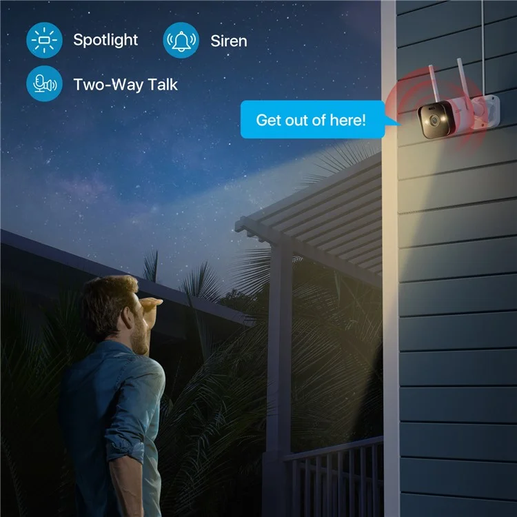 ZOSI WiFi Outdoor Security Camera 4MP Plug In Cam with Spotlight Sound Alarm Color Night Vision 2 Way Audio - EU Plug