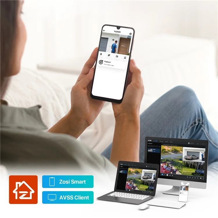 Sistema de Câmeras de Segurança ZOSI 3K Lite 8CH com HD de 2TB H.265+ 5MP 8X 1080P HD 1920TVL Câmeras CFTV - Preto / Plug AU