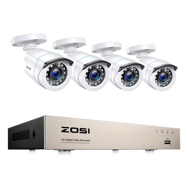 ZOSI 3K Lite 8CH Security Camera System, No HDD H.265+ 5MP Video DVR Recorder with 4X HD 1920TVL 1080P - White  /  US Plug