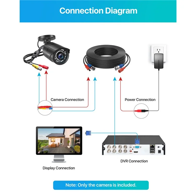 ZOSI 2MP 1080P HD-TVI CCTV Night Vision Home Security Camera with Audio, Compatible with Zosi 3K Lite Analog DVR - Black / US Plug