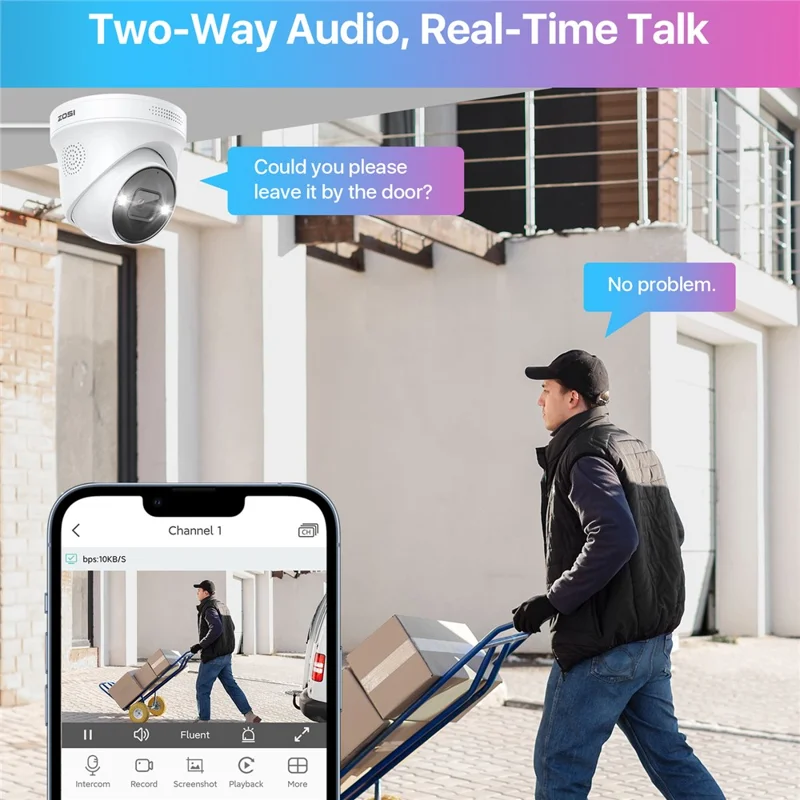 ZOSI Night Vision Security Poe Camera System 8CH NVR 8 5MP IP Cameras with 2TB HDD for 24 / 7 Home Recording - EU Plug