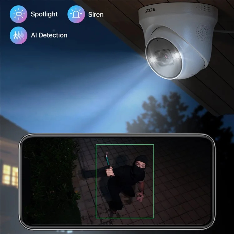 ZOSI 16CH Security Camera System 16 5MP Outdoor Poe Cameras Two Way Audio Night Vision 16-Port NVR with 4TB HDD - US Plug