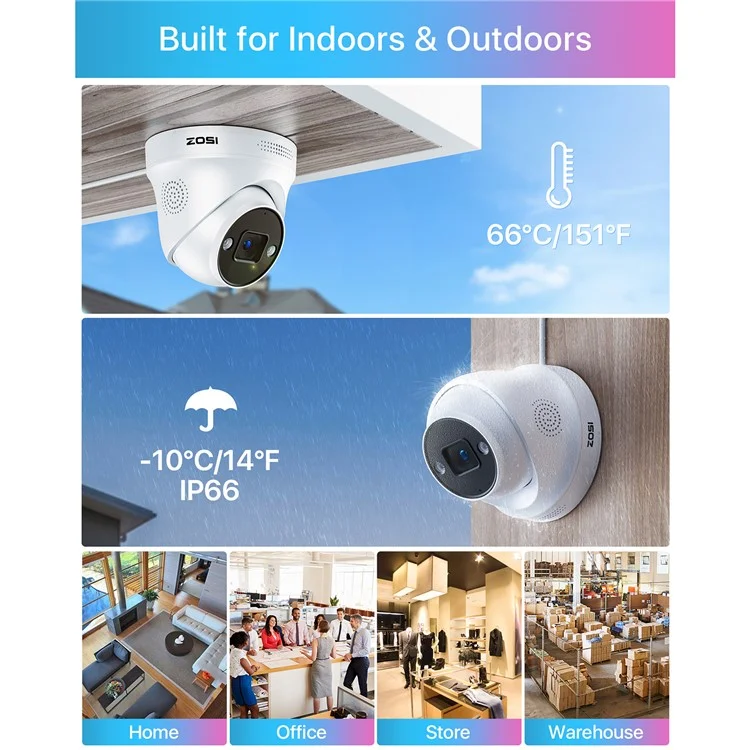 ZOSI 16CH 4K Poe Security Camera System 16 Port 8MP NVR with 4TB HDD 16x Outdoor IP Dome Cameras - US Plug