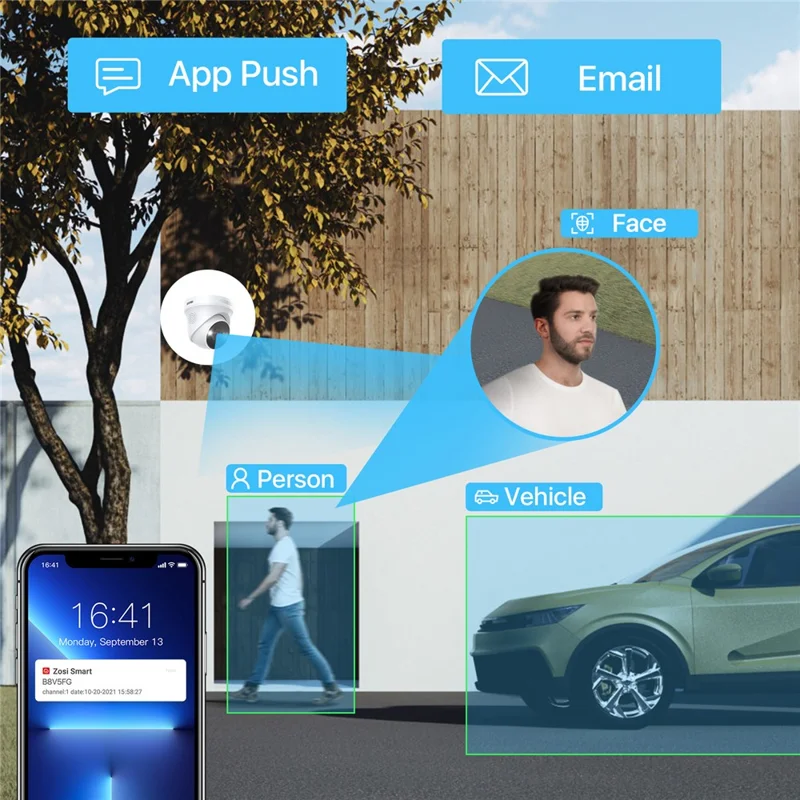 ZOSI 16CH 4K PoE Security Camera System 16 Port 8MP NVR with 4TB HDD 16x Outdoor IP Dome Cameras - EU Plug