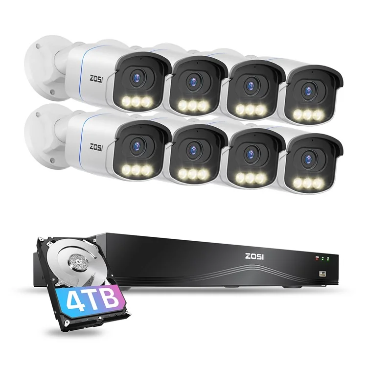 ZOSI C186 16CH 4K Poe Security Camera System True Full Color Night Vision 8MP 16CH NVR with 4TB HDD - US Plug