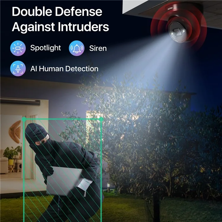 ZOSI 16CH 4K Security Camera System 16 x 8MP Outdoor Poe Cameras Two Way Audio Night Vision 16 Port NVR with 4TB HDD - US Plug