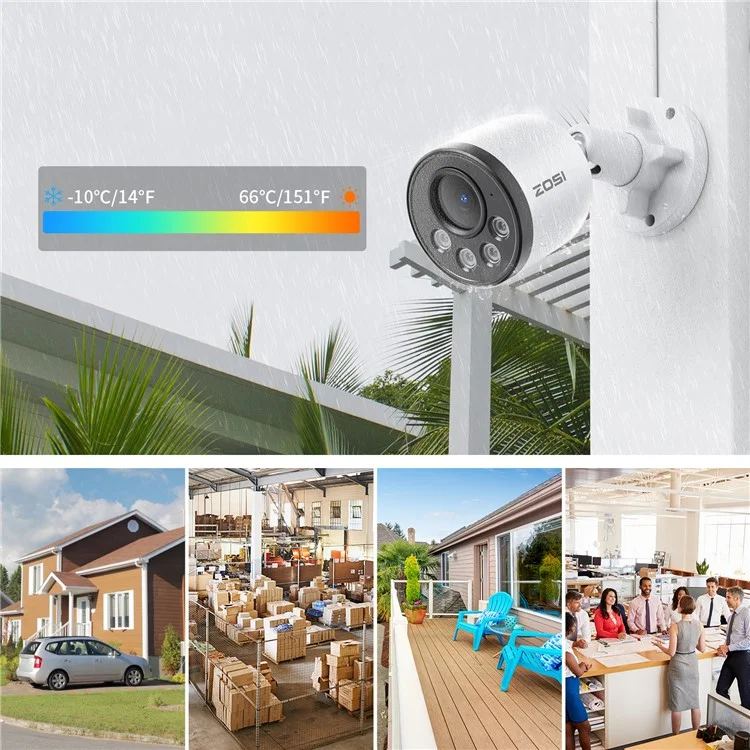 ZOSI 8CH Poe Security Camera System With 2TB HDD H.265+ NVR 4pcs 5MP Outdoor Poe IP Cameras - US Plug