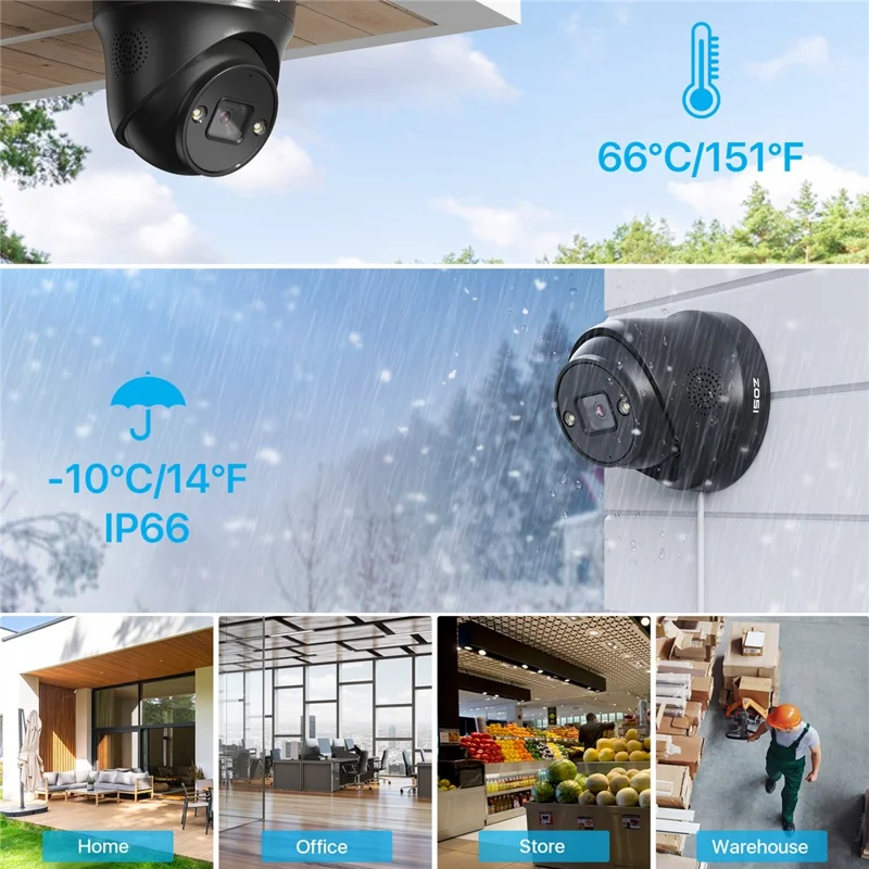ZOSI 8CH 4K Poe Security Camera System 8 IP Cameras Two Way Audio Night Vision 8MP NVR with 2TB HDD - UK Plug