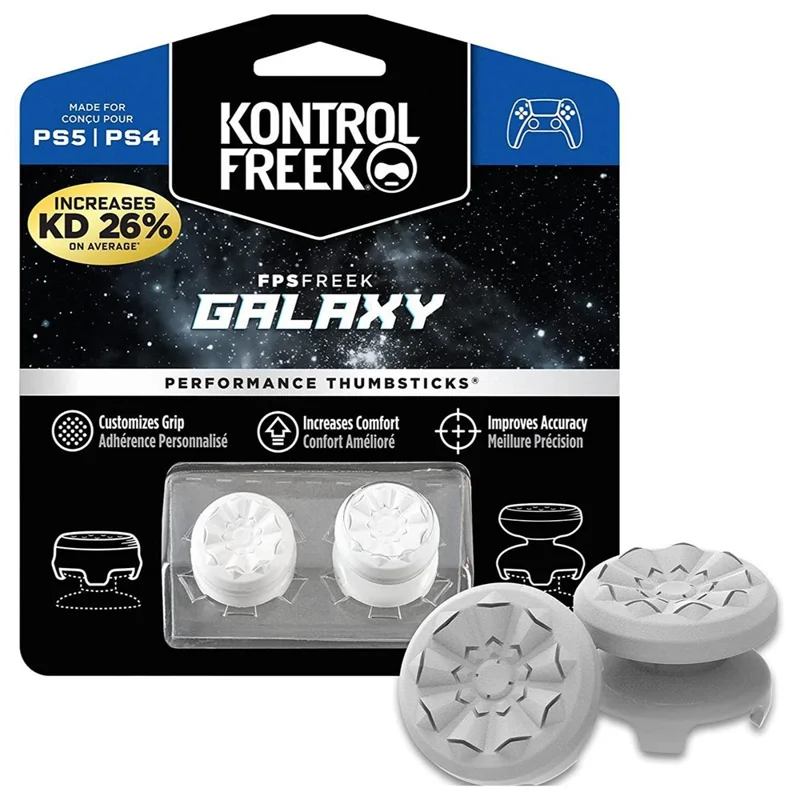 KONTROLFREEK 1 Pair for Sony PlayStation 5 / 4 Game Controller Thumbstick Extender FPS Gaming Rocker Anti Slip Protective Cap - White