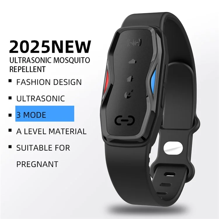 DIROSE F1 Chemical Free Ultrasonic Mosquito Repellent Bracelet Wearable Insect Repeller Wristband - Black