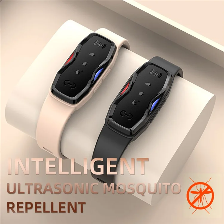 DIROSE F1 Chemical Free Ultrasonic Mosquito Repellent Bracelet Wearable Insect Repeller Wristband - Black