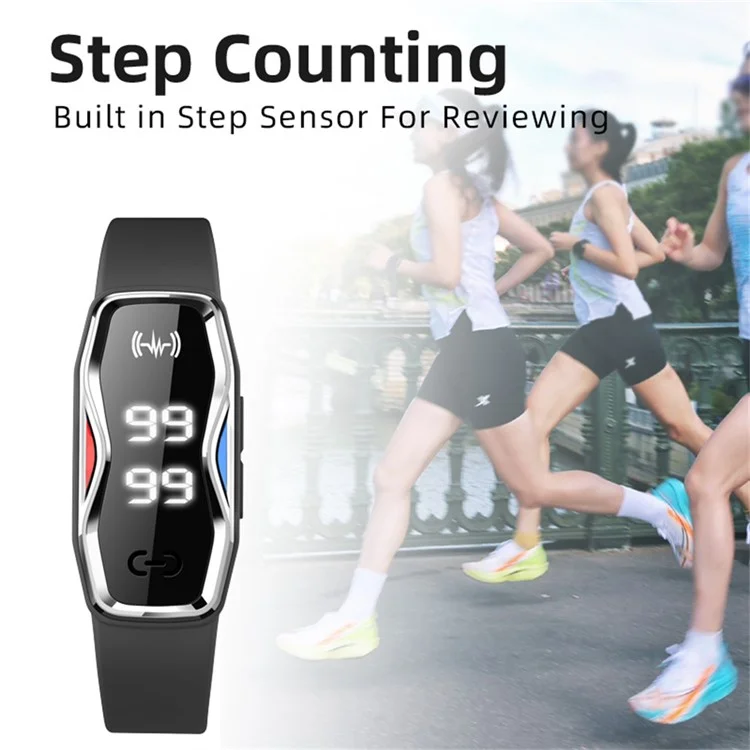 DIROSE F1 Max Ultrasonic Mosquito Repellent Bracelet Step Counter Electronic Smart Wristband - Black