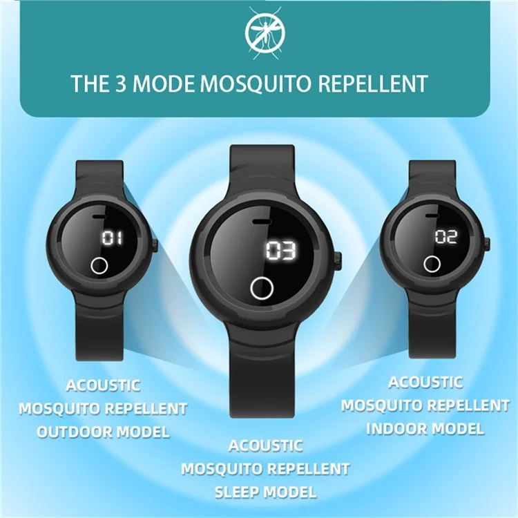 DIROSE F2 Touch Screen Electronic Smart Wristband Ultrasonic Mosquito Repellent Bracelet with Flashlight - Sky Blue