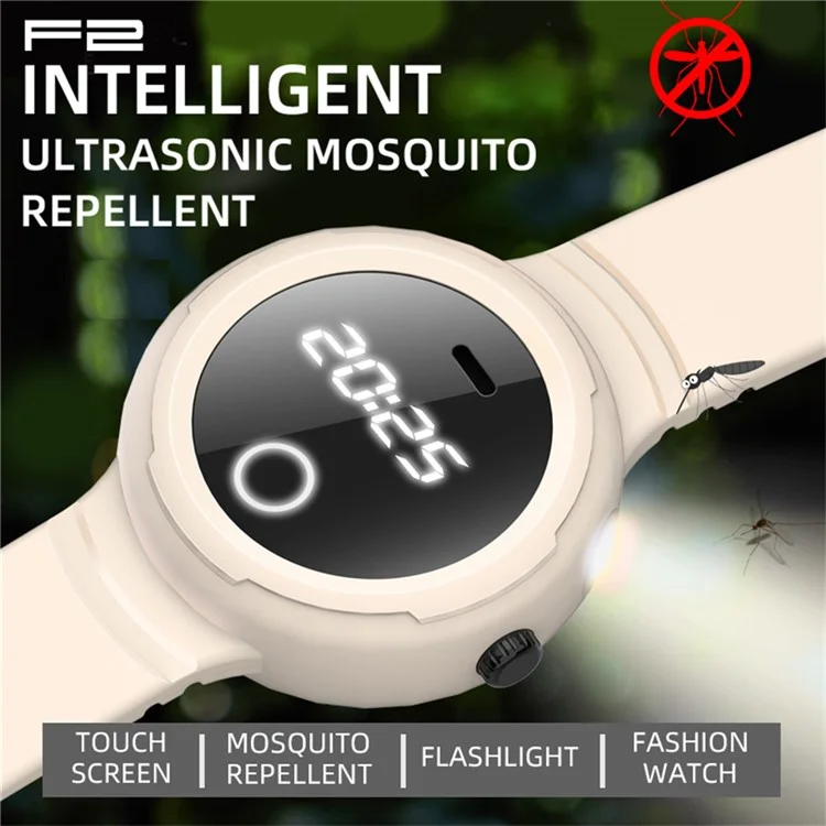 DIROSE F2 Touch Screen Electronic Smart Wristband Ultrasonic Mosquito Repellent Bracelet with Flashlight - Sky Blue