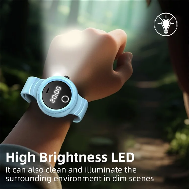 DIROSE F2 Touch Screen Electronic Smart Wristband Ultrasonic Mosquito Repellent Bracelet with Flashlight - Sky Blue