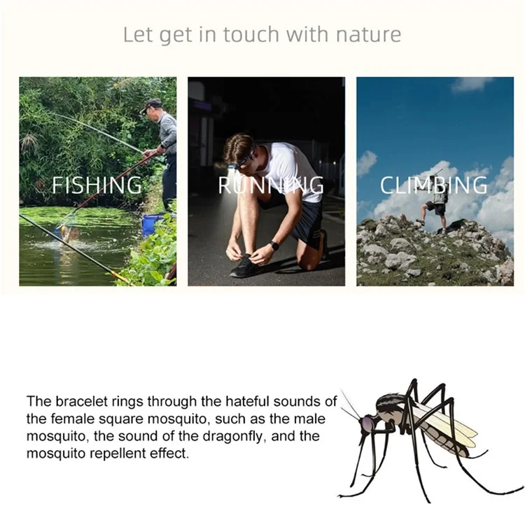 DIROSE F2 Touch Screen Electronic Smart Wristband Ultrasonic Mosquito Repellent Bracelet with Flashlight - Sky Blue