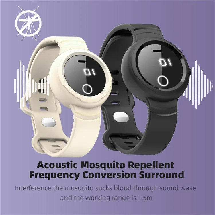 DIROSE F2 Touch Screen Electronic Smart Wristband Ultrasonic Mosquito Repellent Bracelet with Flashlight - Sky Blue