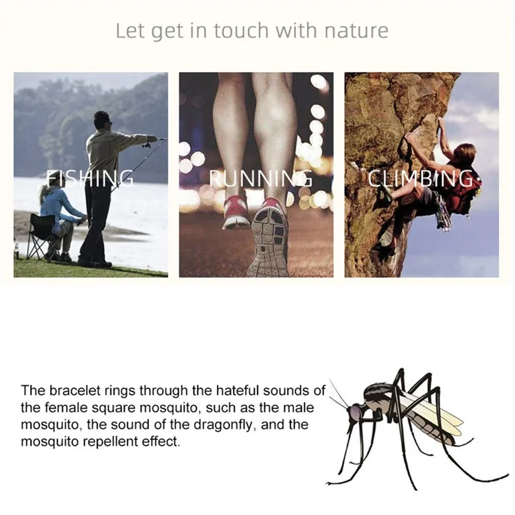DIROSE F3 Pro Ultrasonic Mosquito Repellent Bracelet Sports Electronic Smart Wristband with Battery Display - White