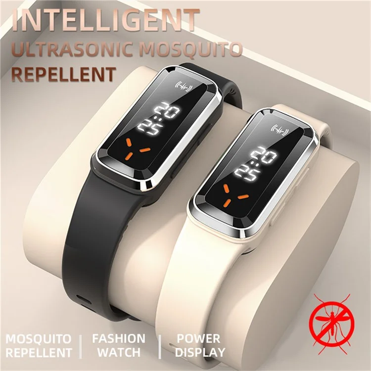 DIROSE F3 Pro Ultrasonic Mosquito Repellent Bracelet Sports Electronic Smart Wristband with Battery Display - White