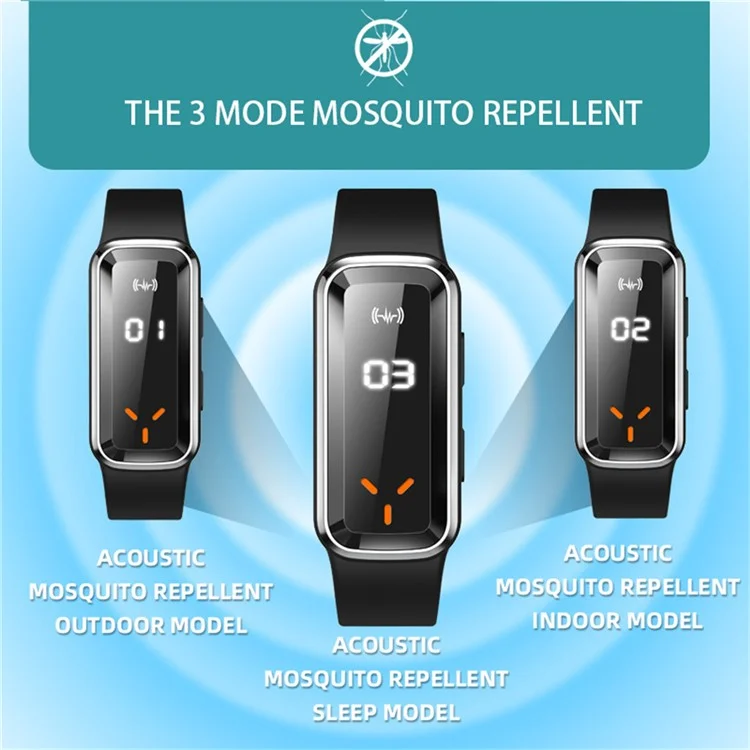 DIROSE F3 Pro Ultrasonic Mosquito Repellent Bracelet Sports Electronic Smart Wristband with Battery Display - White