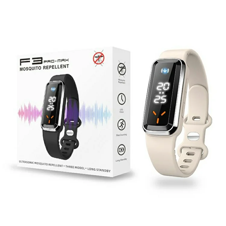 DIROSE F3 Max Wearable Ultrasonic Mosquito Repellent Bracelet Step Counter Sports Electronic Watch - White