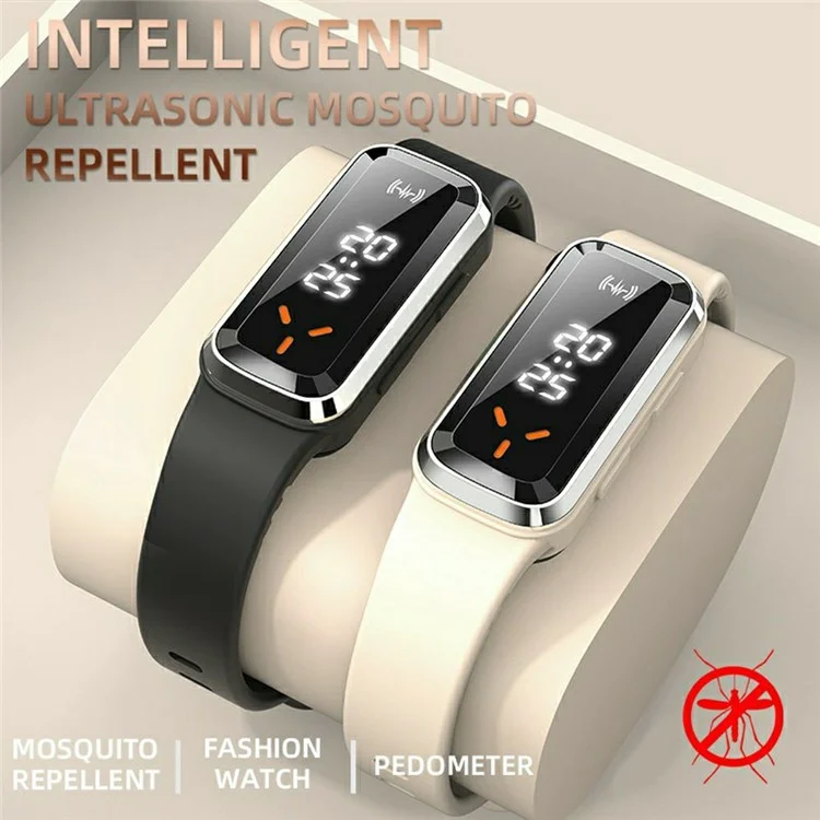 DIROSE F3 Max Wearable Ultrasonic Mosquito Repellent Bracelet Step Counter Sports Electronic Watch - White