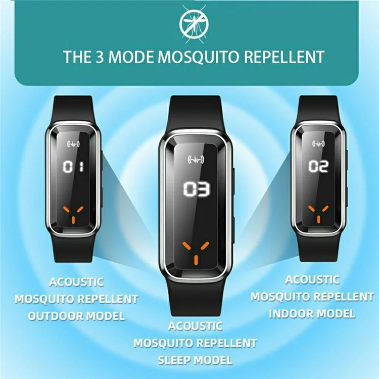 DIROSE F3 Max Wearable Ultrasonic Mosquito Repellent Bracelet Step Counter Sports Electronic Watch - White