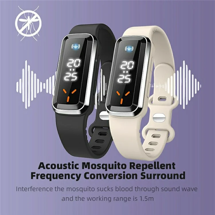 DIROSE F3 Max Wearable Ultrasonic Mosquito Repellent Bracelet Step Counter Sports Electronic Watch - White