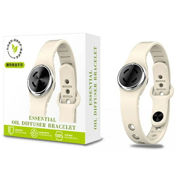 DIROSE K6 Pulsera Repelente de Mosquitos con Aceites Esenciales para Protección contra Insectos y Aromaterapia - Beige