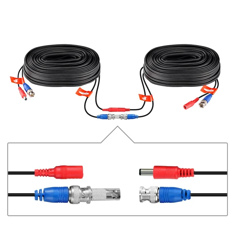 ZOSI 100 Feet 2 in 1 Video Power Cable BNC Extension Cord for Security Camera Systems