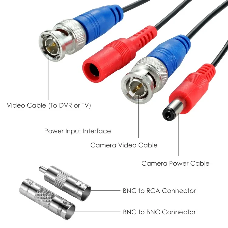 ZOSI 100 Feet 2 in 1 Video Power Cable BNC Extension Cord for Security Camera Systems