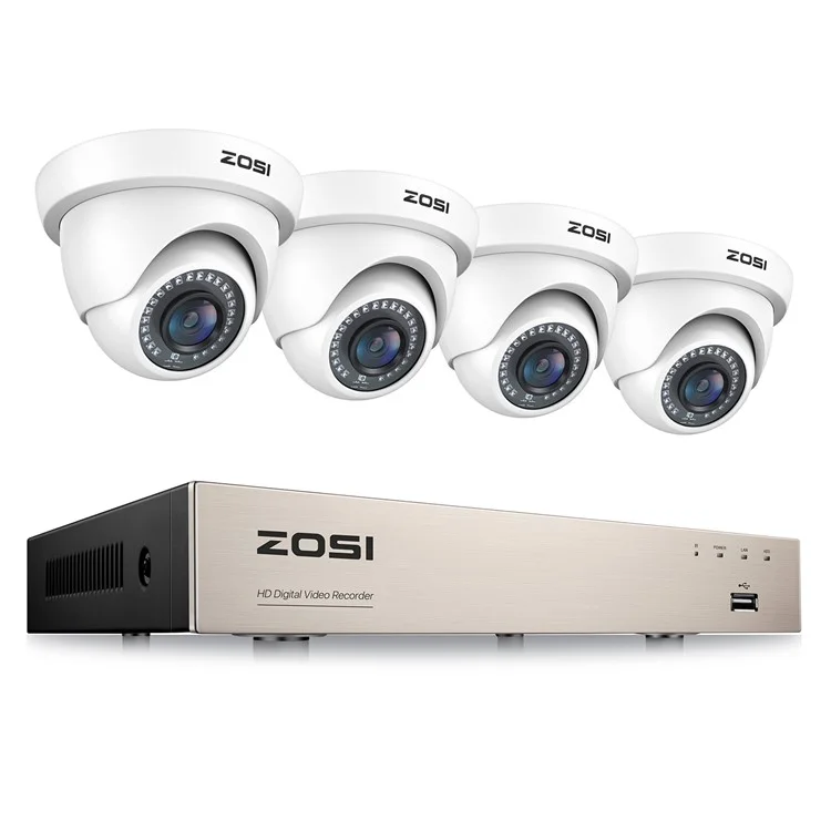 ZOSI 3K Lite Security Camera System AI Human Vehicle Detection Night Vision 4 1080P Cameras H.265+ 8CH DVR without HDD - White / US Plug