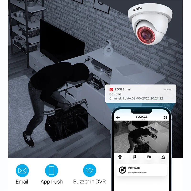ZOSI 3K Lite Security Camera System AI Human Vehicle Detection Night Vision 4 1080P Cameras H.265+ 8CH DVR without HDD - White / EU Plug