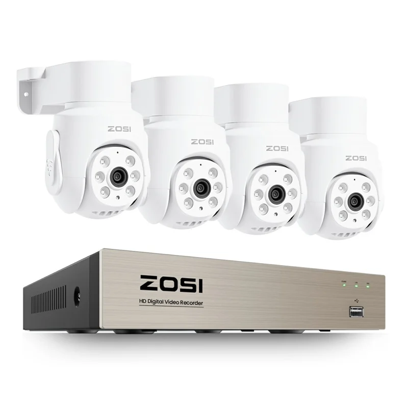 ZOSI 1080P 4 Telecamere Sistema di Sicurezza Domestico 8CH 2MP DVR con Allarme Audio Spotlight (senza HDD)