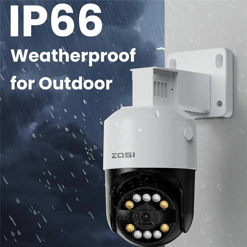 ZOSI C296 3K 8CH Sistema di Telecamere di Sicurezza PoE con Rilevamento Intelligente di Volti e Veicoli - 4 Telecamere PTZ da 5MP per Esterni, NVR 8CH 8MP con HDD da 2TB - Spina USA