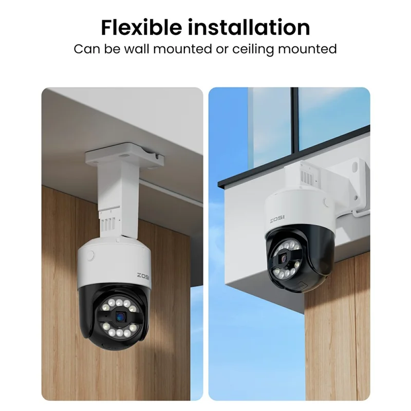 ZOSI C296 3K 8CH Sistema di Telecamere di Sicurezza PoE con Rilevamento Intelligente di Volti e Veicoli - 4 Telecamere PTZ da 5MP per Esterni, NVR 8CH 8MP con HDD da 2TB - Spina USA