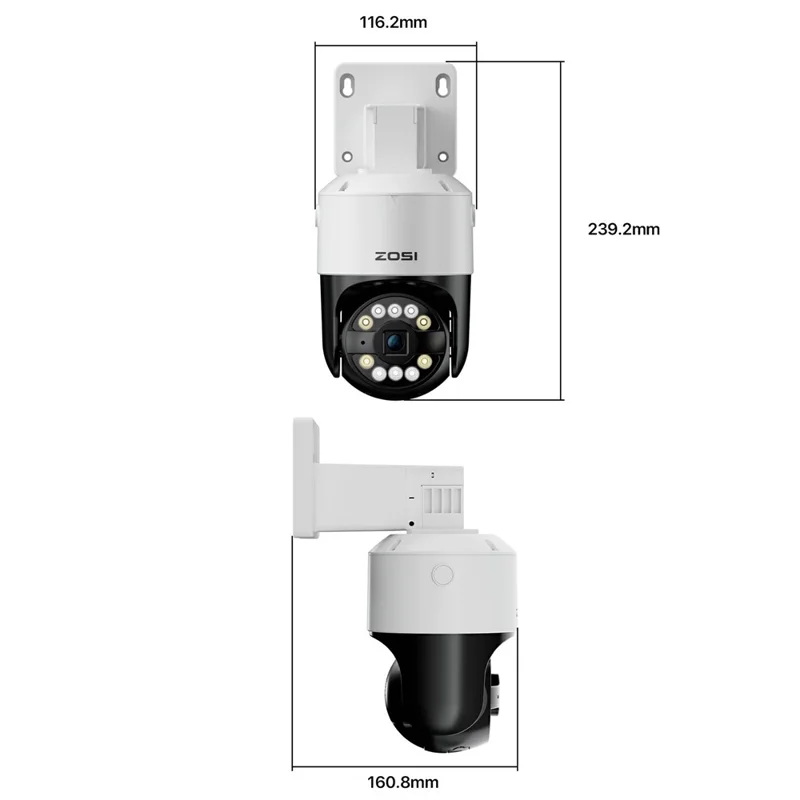 ZOSI C296 3K 8CH Sistema di Telecamere di Sicurezza PoE con Rilevamento Intelligente di Volti e Veicoli - 4 Telecamere PTZ da 5MP per Esterni, NVR 8CH 8MP con HDD da 2TB - Spina USA